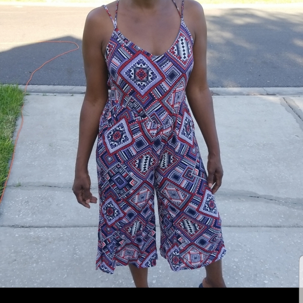 Boho Jumpsuit Pants Capri Summer Fall Spring - Picture 1 of 4